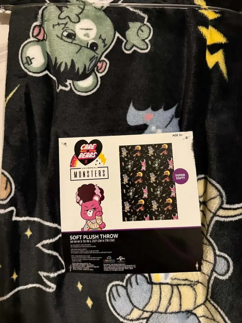 Care Bears x Universal Monsters Soft Plush Throw Blanket 50